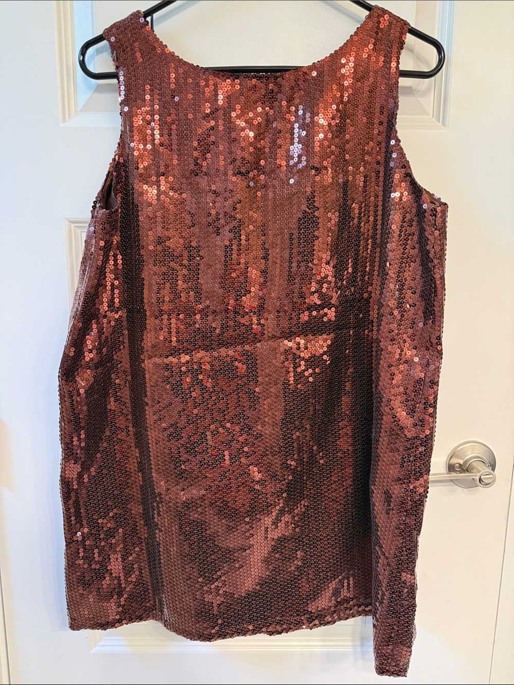 Sleeveless Brown Sequin Mini Dress